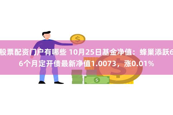 股票配资门户有哪些 10月25日基金净值：蜂巢添跃66个月定开债最新净值1.0073，涨0.01%